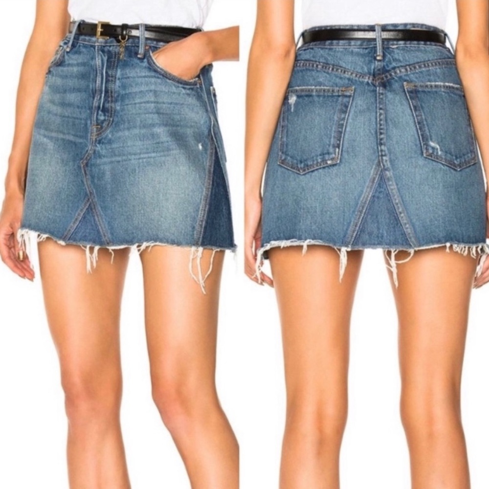 PACSUN Frayed Hem Denim Mini Skirt 23